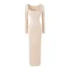 Vestido ajustado sexy estilo Kardashian con escote cuadrado y mangas largas, elegante vestido largo de otoño para mujer