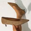Zapatos de Suede con Punta Cruzada de Tacón Bajo 2026 Primavera Nuevos Talla Grande Elegantes Stiletto Boca Baja Profesionales para Mujer