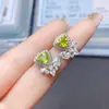 Venta al por mayor de fábrica Populares Pendientes de Peridoto Natural Plata S925 Incrustados Piedra Principal 5*5 Joyería de Lujo Venta Directa de Fábrica