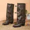 Hebilla de Cinturón de Comercio Exterior Botas Largas para Pierna de Pantalón de Tacón Alto 2026 Invierno Nueva Llegada Punta Fina Estilo Británico Talla Grande Tacón Grueso Botas Largas Mujer