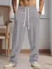 Calça de Linho Casual Nova Masculina Ampla Tendência Praia Esportes Quatro Estações Respirável Transfronteiriça Amazon Europeia e Americana