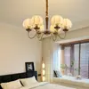 Lámpara de araña para sala de estar estilo antiguo medio con patrón de tela, lámpara para dormitorio, lámpara de comedor estilo retro americano, lámpara de araña para comedor estilo francés, estilo Nanyang