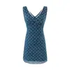 Vestido de Organza Patchwork Floral com Decote V Francês para Mulheres Verão 2025 Elegante Afinando a Cintura Estilo Vestido Colete