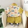 Traje de ropa de verano para niños 2025 Nuevo Bebé Verano Dibujos Animados Corbata Camisa Manga Corta Ropa de Verano para Niño Pequeño Trendy