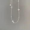 Colar elegante e fresco em estilo francês com pedras naturais e pérolas, doce e chique, corrente de clavícula moderna e de alta qualidade para mulheres