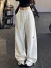 Pantalones Deportivos para Mujer Bordados de Corazón, Nuevos de Primavera y Otoño de Cintura Alta Sueltos Casuales de Pierna Ancha, Pantalones de Fitness Adelgazantes y Versátiles