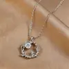 Collar de Conejo Lindo Floral para Mujer, Diseño de Nicho de Verano, Colgante Serie Bosque Estilo Chino, Cadena para Clavícula Año del Conejo Zodiacal Piedra Lunar