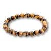 Pulseira Criativa de Pedra Vulcânica e Olho de Tigre com Contas de Cor Sólida 8m Corda Elástica Simples Unissex Joia de Mão Pulseira de Pulso