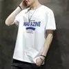 Verão 2024 Nova Camiseta Manga Curta Moda Masculina Marca Plus Size Solta Homem Gordo Roupas de Manga Meia Roupa de Verão Gelada