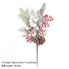Galhos de pinha artificial de Natal transfronteiriços, flocos de neve, agulhas de pinheiro, bagas, galhos de frutas vermelhas, galhos de decoração de feriado, buquê de agulhas de pinheiro de Natal
