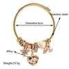 Pulseira Europeia e Americana DIY Panjiadora de Aço Inoxidável com Contas Moda Pingente de Diamante Amor Pulseira Aberta Ajustável
