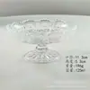 Prato de Vidro Embossado com Pé Alto, Prato para Doces e Salgadinhos, Prato de Frutas, Prato de Frutas de Alta Estética, Pequeno Prato de Sobremesa Exquisito para Uso Doméstico