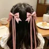Acessórios de Cabelo Infantis para Meninas, Presilhas de Cabelo com Fita Longa para a Parte de Trás da Cabeça, Laço Doce de Princesa, Prendedor de Cabelo Dupla Camada, Enfeites para a Cabeça