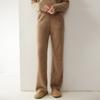 Calça de Tricô Macio de Caxemira para Outono e Inverno, Wide Leg, para Mulheres, Cor Sólida Grossa, Casual, Solta, Emagrecimento, Longa