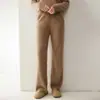 Calças de Cashmere de Cintura Alta para Mulheres Outono/Inverno 2025, Soltas, Versáteis, Confortáveis, Roupa de Trabalho, Calças Casuais de Perna Larga Torcidas, Calças