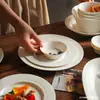 Set de vajilla de cerámica repujada para el hogar francés, cuenco de arroz, cuenco para fideos, plato plano, plato para pescado, set de platos occidentales
