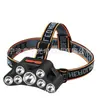 Lanterna de cabeça USB recarregável para atividades ao ar livre transfronteiriça, luz forte 11 LEDs, para corrida noturna, ciclismo, montada na cabeça, lanterna portátil multifuncional