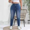 [Liquidação] Calça Jeans Skinny Desfiada Europeia e Americana para Tamanhos Grandes, Elástica e Justa, Temu Amazon Shein
