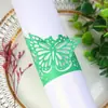 Servilleteros dorados de papel de diseño transfronterizo con diseño de mariposa y flor tridimensional, sujetanapeles para hoteles y bodas, en stock de fábrica