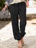 2025 Amazon Calça Longa Feminina de Verão Nova com Cadarço Cruzado Cor Sólida Elástica Jogger com Bolso Calça Casual para Mulheres