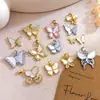 Acessórios para Joias DIY Pingente de Colar Borboleta Dinâmica Zircônia Micro-Incrustada Banho de Ouro 18K Color-Preserving Acessórios para Colar Pulseira