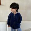 Jaqueta Infantil para Primavera e Outono, Cardigan Moletom Azul Marinho para Meninos, Roupa de Outono para Meninas, Estilo Coreano Novo Modelo 2026 Top para Bebê