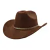 Sombrero de Vaquero Occidental Estilo Europeo y Americano para Hombres y Mujeres Gamuza Suave Ala Ancha Sombrero de Copa Sombrero de Caballero Sombrero de Jazz Yzdjp063