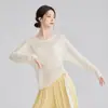 Otoño 2026 Nueva Ropa de Baile para Mujer Tencel Manga Larga Holgada Adelgazante Danza Moderna Ropa de Práctica Rima Corporal