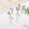 Pendientes de Clip para Oreja con Diseño de Nicho de Corazón Full Diamond y Lazo para Mujer, Accesorios para Oreja de Lujo Ligero con Temperamento Dulce, Modelo Nuevo 2025 para Mujer