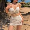Traje de Baño Coreano Estilo Ins para Mujer de Fábrica, Color Sólido, Push-Up, Cintura Alta, Cubre Vientre, Traje de Baño de Dos Piezas al por Mayor