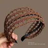 Faixa de cabeça de alta qualidade estilo coreano com aba larga, faixa de cabelo de tricô para outono e inverno, presilha para franja da testa, acessório de cabelo estilo vintage