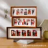 Marco de fotos de madera largo con múltiples compartimentos, expositor de mesa conectado de cinco o seis paneles, nuevo marco de fotos de boda y de registro estilo chino