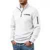 Moletom com zíper e bloco de cores, gola alta, caimento solto, para uso pesado, europeu e americano, Amazon, manga longa, top casual masculino