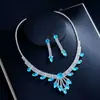 Aretes y Collar de Gota de Agua con Incrustaciones de Diamantes de Nuevo Estilo, Cadena para Clavícula de Lujo Ligero y Alta Gama, Joyería Exquisita y Elegante al por Mayor