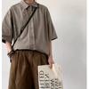 Camisa de Trabajo Vintage Estilo Japonés para Hombre de Manga Corta Verano Combinable Camisa Casual Suelta Marca Popular Ins Chaqueta de Media Manga
