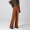 Calça Feminina Zhengzhou Inverno 2025 Nova Cintura Alta Solta Emagrecedora Caimento Lã Versátil para o Trabalho