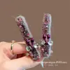 Pinza para el cabello de lana morada coreana con lazo y adornos pesados de pedrería, Pinza para el cabello de flecos de alta gama, Accesorio para el cabello Bb Hair Clip