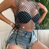 AYJ Suministro Transfronterizo Verano 2026 AliExpress Amazon Top sin Mangas Sexy de Malla con Pedrería D20790