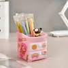 Porta lápices de plástico transparente de dibujos animados multifuncional al por mayor caja de almacenamiento de barril de lápiz de plástico de crema linda creativa para niños DIY