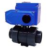Válvula de bola de plástico eléctrica Q911F doble por el orden enchufe rosca interna PP anticorrosión resistente a ácidos y álcalis química 220V 24V