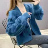 Chaqueta Suéter para Mujer Cardigan de Pico Otoño 2025 Nuevo Cardigan de Punto Retorcido Corto Top de Principios de Otoño Tendencia