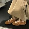 Versión de Piel de Vaca ~ Zapatos Auténticos de Cuero Otoñales Forrest Gump, Zapatos Deportivos Casuales y Versátiles, Zapatos de Cordones Retro de Nicho de Corte Bajo para Entrenamiento Moral para Mujeres