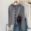 Chaqueta Cardigan de Punto Retorcido con Capucha y Mangas Largas para Mujer, Nuevo Estilo Otoño e Invierno, Suéter Adelgazante, Elegante y Versátil para Mujer