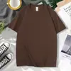 Camiseta de Algodão Pesado de Manga Curta com Ombros Ligeiramente Caídos, Cor Sólida Casual Tendência com Caimento Solto Personalizado para Usar em Camadas