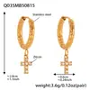 Pendientes de Acero Inoxidable Omaca Super Flash 5A Circonita Cruz Pendientes Transfronterizos Simples Accesibles Estilo Lujoso Chapados en Oro Real de 18K