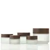 Tarro de Crema de Vidrio Cosmético 10g Capacidad Pequeña Crema para Ojos Dispensador de Crema Viaje 30g Tapa con Grano de Madera