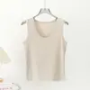 Camiseta Regata de Algodão Macio com Viscose, Decote U Grande, Costas Nadador para Mulheres, Elástica, Slim Fit, Sem Mangas, Cor Sólida, Top Versátil para Usar por Baixo
