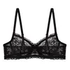 Lencería sexy estilo francés, conjunto de sujetador de encaje con lazo de deseo puro de verano fino, hace que los pechos grandes parezcan más pequeños y proporciona soporte lateral para los pechos