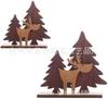 Adorno Navideño de Madera Reno Navideño Decorativo Mesa de Madera Decoración Navideña Artesanía de Madera