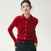 Cardigan Novo de Outono 2026 com Gola Polo para Mulheres, Suéter Interno Versátil de Corte Justo, Peça de Tricô de Caxemira
